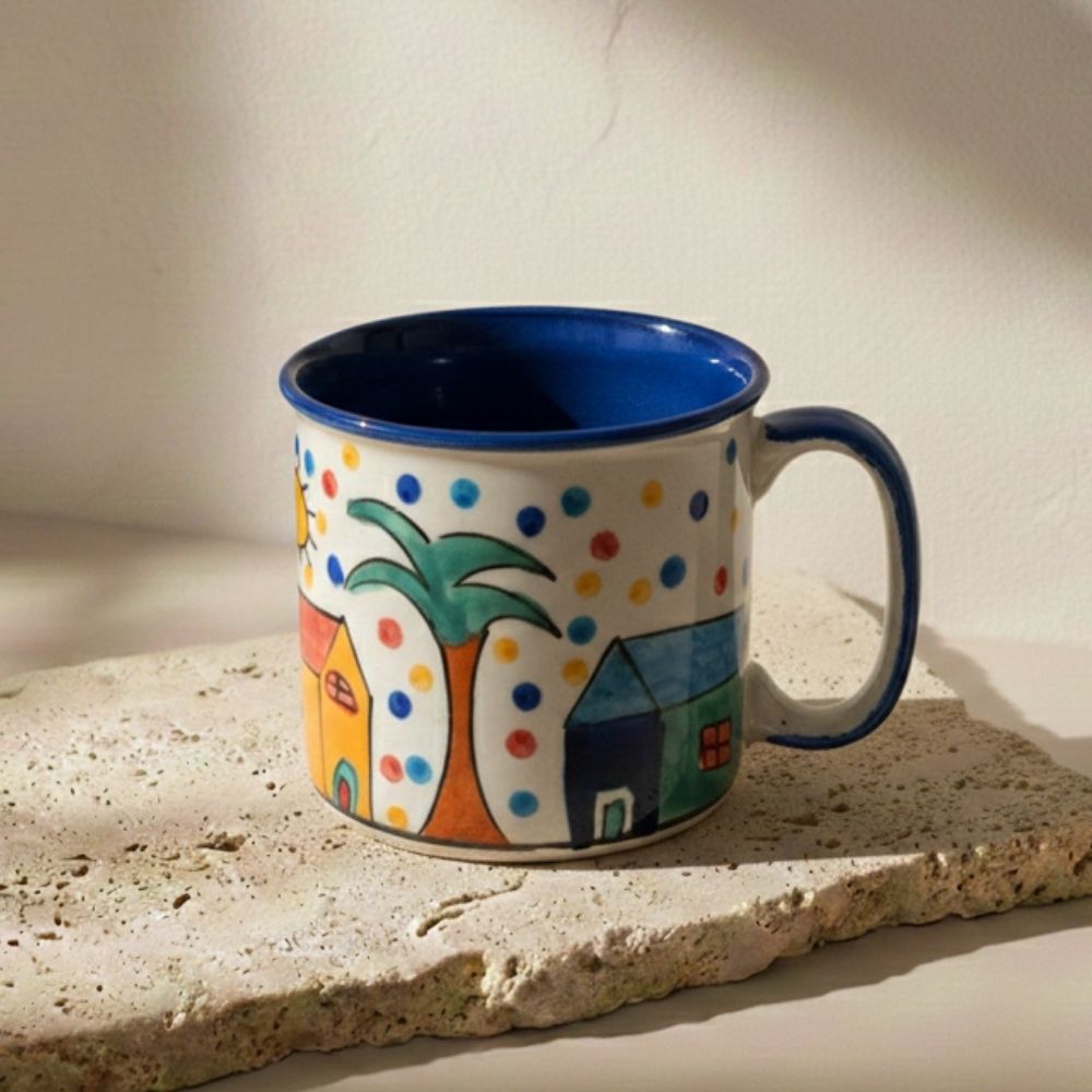 turkish multicolour ceramic jumbo mug set of 2 for tea and coffee serving